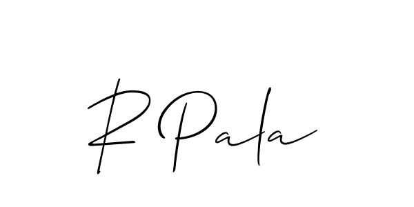 The best way (Allison_Script) to make a short signature is to pick only two or three words in your name. The name R Pala include a total of six letters. For converting this name. R Pala signature style 2 images and pictures png