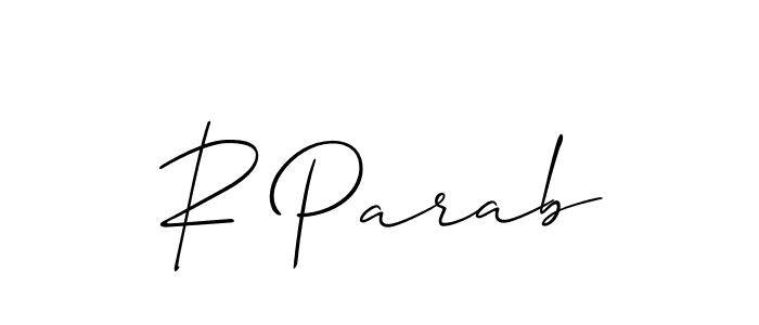 Allison_Script is a professional signature style that is perfect for those who want to add a touch of class to their signature. It is also a great choice for those who want to make their signature more unique. Get R Parab name to fancy signature for free. R Parab signature style 2 images and pictures png