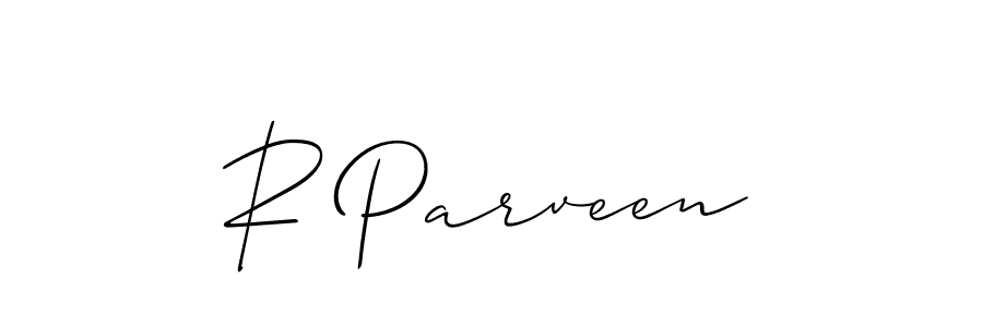 Use a signature maker to create a handwritten signature online. With this signature software, you can design (Allison_Script) your own signature for name R Parveen. R Parveen signature style 2 images and pictures png