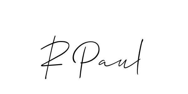 The best way (Allison_Script) to make a short signature is to pick only two or three words in your name. The name R Paul include a total of six letters. For converting this name. R Paul signature style 2 images and pictures png