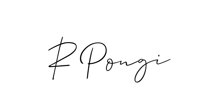 The best way (Allison_Script) to make a short signature is to pick only two or three words in your name. The name R Pongi include a total of six letters. For converting this name. R Pongi signature style 2 images and pictures png