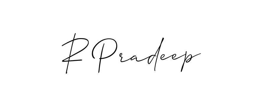 How to make R Pradeep name signature. Use Allison_Script style for creating short signs online. This is the latest handwritten sign. R Pradeep signature style 2 images and pictures png