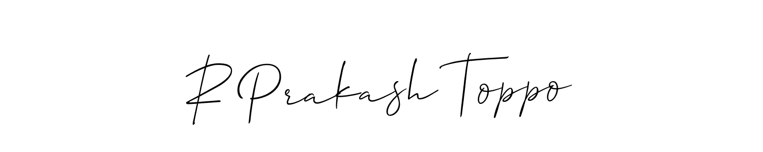 Design your own signature with our free online signature maker. With this signature software, you can create a handwritten (Allison_Script) signature for name R Prakash Toppo. R Prakash Toppo signature style 2 images and pictures png