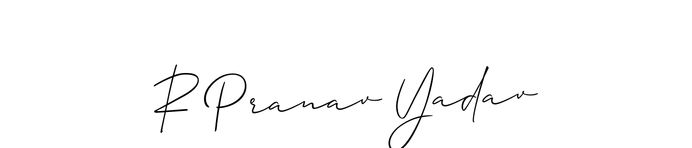 Allison_Script is a professional signature style that is perfect for those who want to add a touch of class to their signature. It is also a great choice for those who want to make their signature more unique. Get R Pranav Yadav name to fancy signature for free. R Pranav Yadav signature style 2 images and pictures png