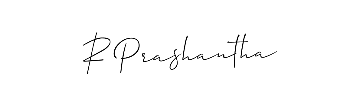 How to make R Prashantha name signature. Use Allison_Script style for creating short signs online. This is the latest handwritten sign. R Prashantha signature style 2 images and pictures png