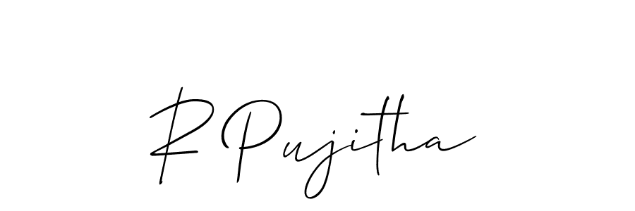 See photos of R Pujitha official signature by Spectra . Check more albums & portfolios. Read reviews & check more about Allison_Script font. R Pujitha signature style 2 images and pictures png