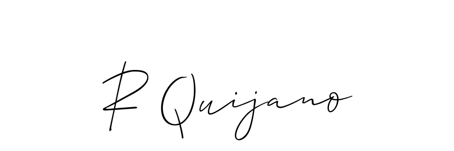 How to make R Quijano name signature. Use Allison_Script style for creating short signs online. This is the latest handwritten sign. R Quijano signature style 2 images and pictures png