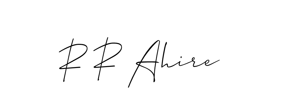 Also You can easily find your signature by using the search form. We will create R R Ahire name handwritten signature images for you free of cost using Allison_Script sign style. R R Ahire signature style 2 images and pictures png