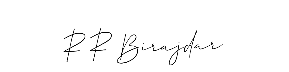Use a signature maker to create a handwritten signature online. With this signature software, you can design (Allison_Script) your own signature for name R R Birajdar. R R Birajdar signature style 2 images and pictures png