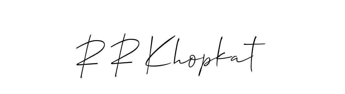 You should practise on your own different ways (Allison_Script) to write your name (R R Khopkat) in signature. don't let someone else do it for you. R R Khopkat signature style 2 images and pictures png