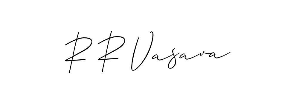 if you are searching for the best signature style for your name R R Vasava. so please give up your signature search. here we have designed multiple signature styles  using Allison_Script. R R Vasava signature style 2 images and pictures png