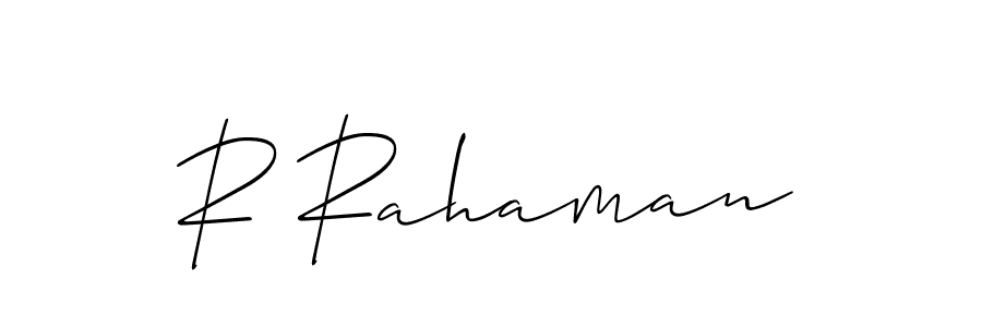 Design your own signature with our free online signature maker. With this signature software, you can create a handwritten (Allison_Script) signature for name R Rahaman. R Rahaman signature style 2 images and pictures png