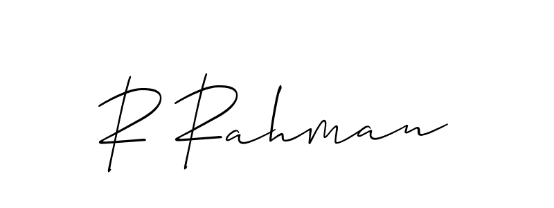 You should practise on your own different ways (Allison_Script) to write your name (R Rahman) in signature. don't let someone else do it for you. R Rahman signature style 2 images and pictures png