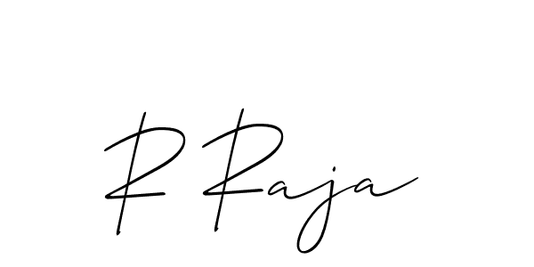 Use a signature maker to create a handwritten signature online. With this signature software, you can design (Allison_Script) your own signature for name R Raja. R Raja signature style 2 images and pictures png