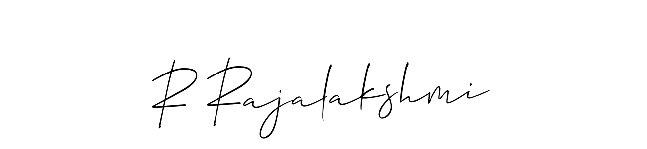 Use a signature maker to create a handwritten signature online. With this signature software, you can design (Allison_Script) your own signature for name R Rajalakshmi. R Rajalakshmi signature style 2 images and pictures png