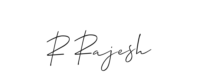 How to make R Rajesh name signature. Use Allison_Script style for creating short signs online. This is the latest handwritten sign. R Rajesh signature style 2 images and pictures png