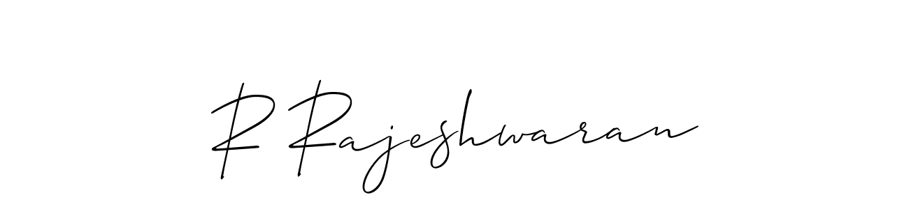 How to make R Rajeshwaran name signature. Use Allison_Script style for creating short signs online. This is the latest handwritten sign. R Rajeshwaran signature style 2 images and pictures png