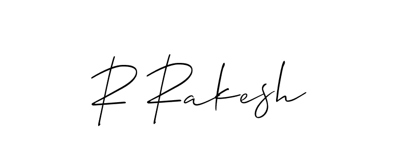 The best way (Allison_Script) to make a short signature is to pick only two or three words in your name. The name R Rakesh include a total of six letters. For converting this name. R Rakesh signature style 2 images and pictures png