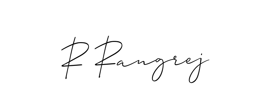 Design your own signature with our free online signature maker. With this signature software, you can create a handwritten (Allison_Script) signature for name R Rangrej. R Rangrej signature style 2 images and pictures png