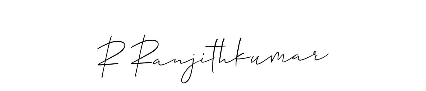 This is the best signature style for the R Ranjithkumar name. Also you like these signature font (Allison_Script). Mix name signature. R Ranjithkumar signature style 2 images and pictures png