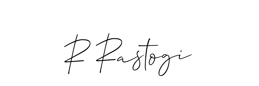 How to make R Rastogi name signature. Use Allison_Script style for creating short signs online. This is the latest handwritten sign. R Rastogi signature style 2 images and pictures png