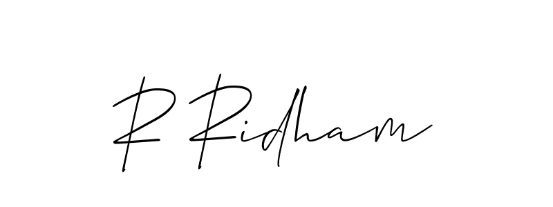 Make a short R Ridham signature style. Manage your documents anywhere anytime using Allison_Script. Create and add eSignatures, submit forms, share and send files easily. R Ridham signature style 2 images and pictures png