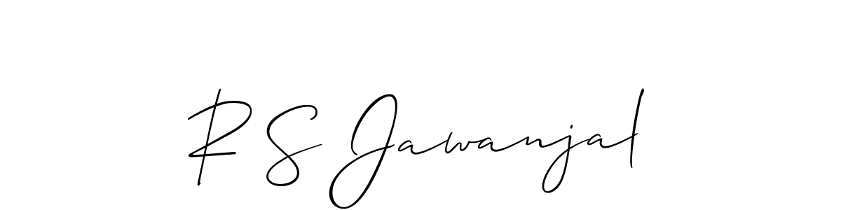 The best way (Allison_Script) to make a short signature is to pick only two or three words in your name. The name R S Jawanjal include a total of six letters. For converting this name. R S Jawanjal signature style 2 images and pictures png