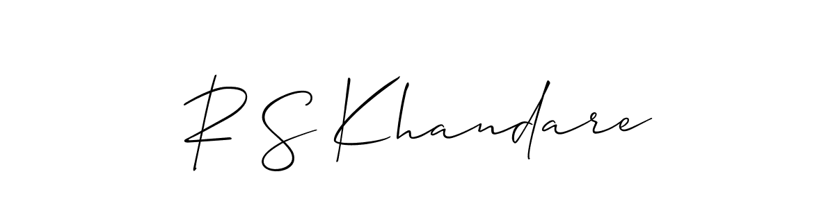 Also You can easily find your signature by using the search form. We will create R S Khandare name handwritten signature images for you free of cost using Allison_Script sign style. R S Khandare signature style 2 images and pictures png