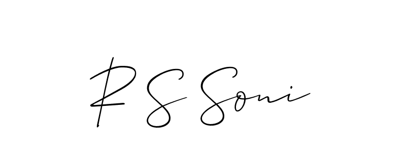 Also we have R S Soni name is the best signature style. Create professional handwritten signature collection using Allison_Script autograph style. R S Soni signature style 2 images and pictures png