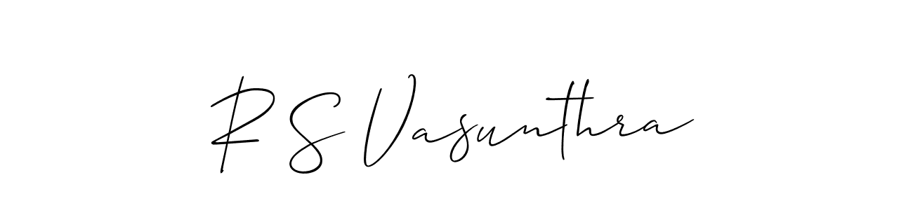 Make a short R S Vasunthra signature style. Manage your documents anywhere anytime using Allison_Script. Create and add eSignatures, submit forms, share and send files easily. R S Vasunthra signature style 2 images and pictures png