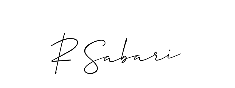 if you are searching for the best signature style for your name R Sabari. so please give up your signature search. here we have designed multiple signature styles  using Allison_Script. R Sabari signature style 2 images and pictures png