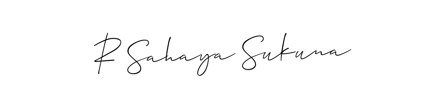 if you are searching for the best signature style for your name R Sahaya Sukuna. so please give up your signature search. here we have designed multiple signature styles  using Allison_Script. R Sahaya Sukuna signature style 2 images and pictures png