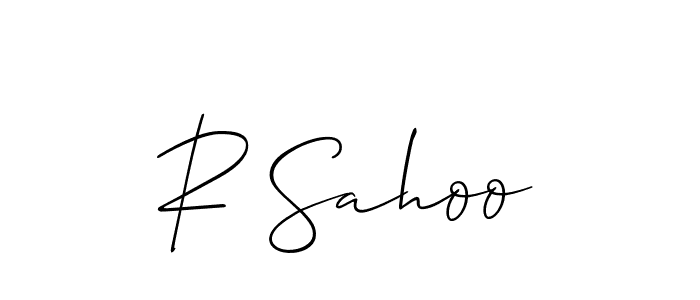 Use a signature maker to create a handwritten signature online. With this signature software, you can design (Allison_Script) your own signature for name R Sahoo. R Sahoo signature style 2 images and pictures png