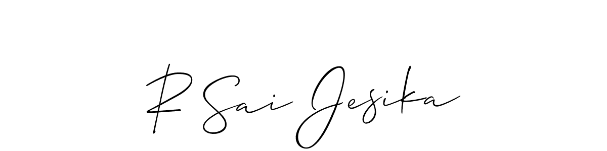 Also You can easily find your signature by using the search form. We will create R Sai Jesika name handwritten signature images for you free of cost using Allison_Script sign style. R Sai Jesika signature style 2 images and pictures png