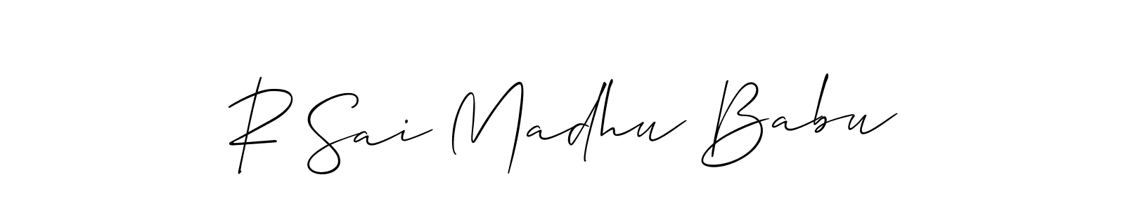 See photos of R Sai Madhu Babu official signature by Spectra . Check more albums & portfolios. Read reviews & check more about Allison_Script font. R Sai Madhu Babu signature style 2 images and pictures png