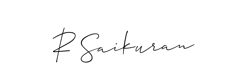 How to make R Saikuran name signature. Use Allison_Script style for creating short signs online. This is the latest handwritten sign. R Saikuran signature style 2 images and pictures png