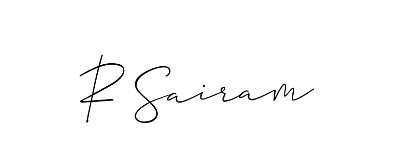 Allison_Script is a professional signature style that is perfect for those who want to add a touch of class to their signature. It is also a great choice for those who want to make their signature more unique. Get R Sairam name to fancy signature for free. R Sairam signature style 2 images and pictures png