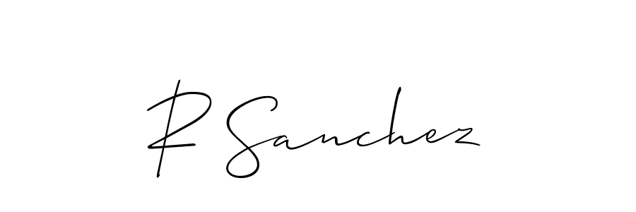 Use a signature maker to create a handwritten signature online. With this signature software, you can design (Allison_Script) your own signature for name R Sanchez. R Sanchez signature style 2 images and pictures png