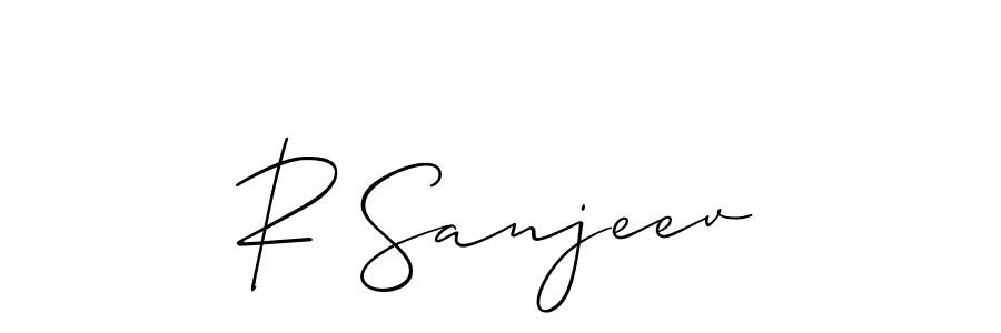 How to make R Sanjeev name signature. Use Allison_Script style for creating short signs online. This is the latest handwritten sign. R Sanjeev signature style 2 images and pictures png
