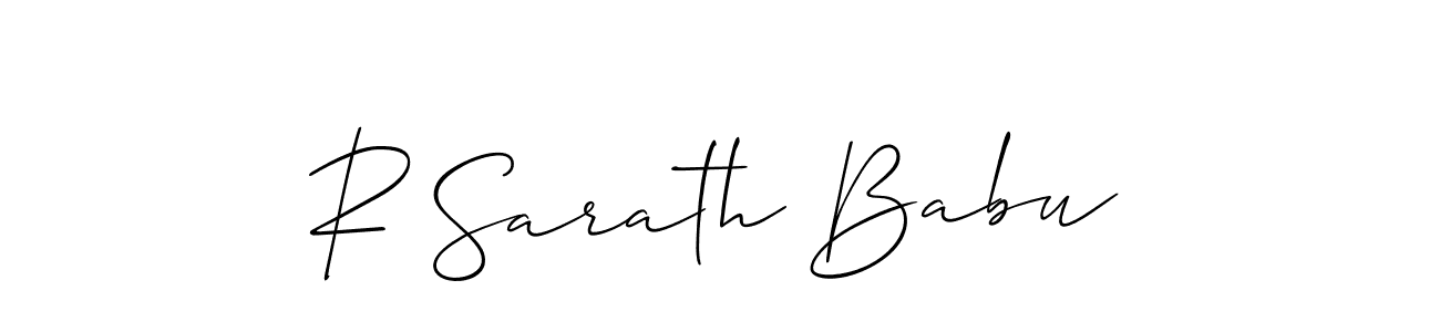 How to make R Sarath Babu name signature. Use Allison_Script style for creating short signs online. This is the latest handwritten sign. R Sarath Babu signature style 2 images and pictures png