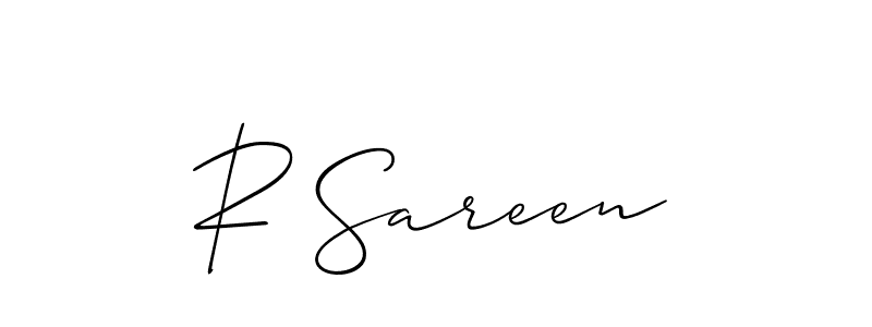 Allison_Script is a professional signature style that is perfect for those who want to add a touch of class to their signature. It is also a great choice for those who want to make their signature more unique. Get R Sareen name to fancy signature for free. R Sareen signature style 2 images and pictures png