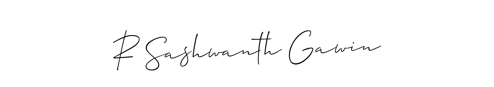 Create a beautiful signature design for name R Sashwanth Gawin. With this signature (Allison_Script) fonts, you can make a handwritten signature for free. R Sashwanth Gawin signature style 2 images and pictures png