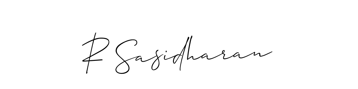 How to make R Sasidharan name signature. Use Allison_Script style for creating short signs online. This is the latest handwritten sign. R Sasidharan signature style 2 images and pictures png