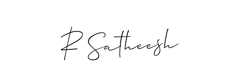 Also You can easily find your signature by using the search form. We will create R Satheesh name handwritten signature images for you free of cost using Allison_Script sign style. R Satheesh signature style 2 images and pictures png