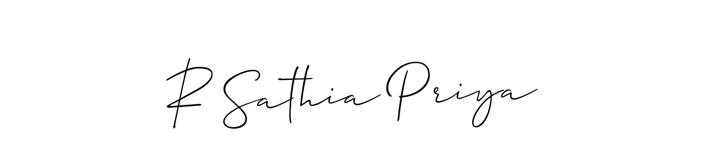 Create a beautiful signature design for name R Sathia Priya. With this signature (Allison_Script) fonts, you can make a handwritten signature for free. R Sathia Priya signature style 2 images and pictures png