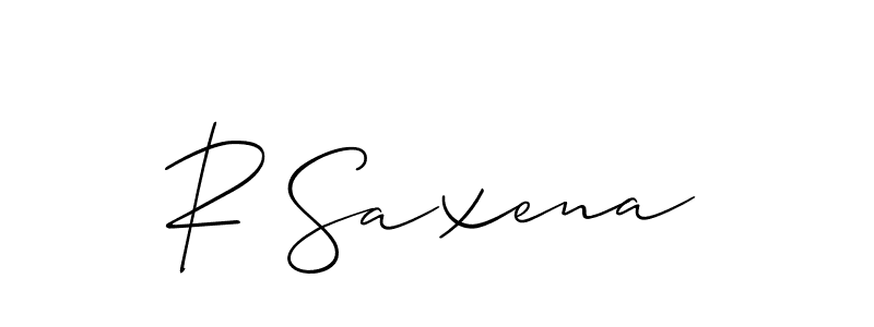 Use a signature maker to create a handwritten signature online. With this signature software, you can design (Allison_Script) your own signature for name R Saxena. R Saxena signature style 2 images and pictures png