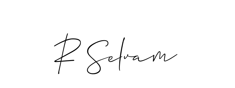 Make a short R Selvam signature style. Manage your documents anywhere anytime using Allison_Script. Create and add eSignatures, submit forms, share and send files easily. R Selvam signature style 2 images and pictures png