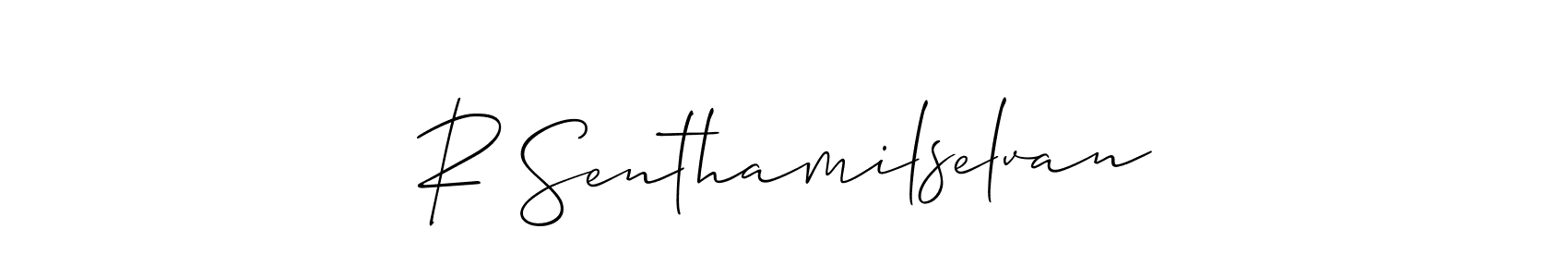 Make a beautiful signature design for name R Senthamilselvan. With this signature (Allison_Script) style, you can create a handwritten signature for free. R Senthamilselvan signature style 2 images and pictures png