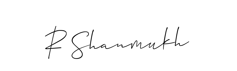 How to make R Shanmukh name signature. Use Allison_Script style for creating short signs online. This is the latest handwritten sign. R Shanmukh signature style 2 images and pictures png