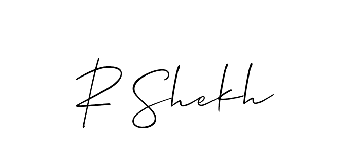 It looks lik you need a new signature style for name R Shekh. Design unique handwritten (Allison_Script) signature with our free signature maker in just a few clicks. R Shekh signature style 2 images and pictures png